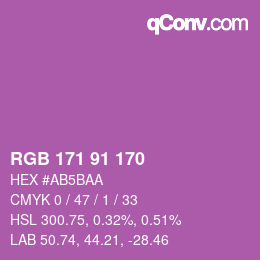 Color code: RGB 171 91 170 | qconv.com