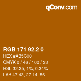 カラーコード: RGB 171 92.2 0 | qconv.com