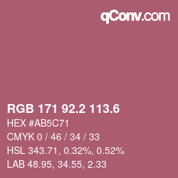 カラーコード: RGB 171 92.2 113.6 | qconv.com