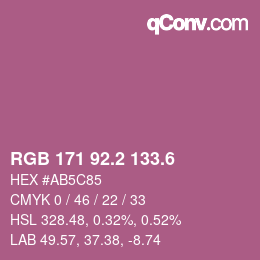 カラーコード: RGB 171 92.2 133.6 | qconv.com