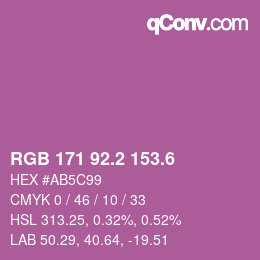 カラーコード: RGB 171 92.2 153.6 | qconv.com