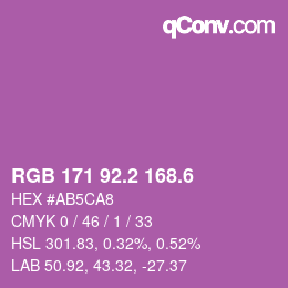 カラーコード: RGB 171 92.2 168.6 | qconv.com