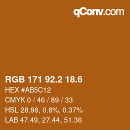 カラーコード: RGB 171 92.2 18.6 | qconv.com