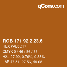 カラーコード: RGB 171 92.2 23.6 | qconv.com