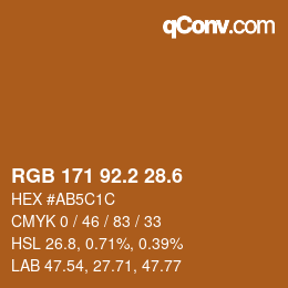 カラーコード: RGB 171 92.2 28.6 | qconv.com