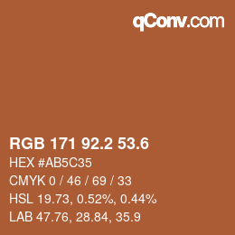 カラーコード: RGB 171 92.2 53.6 | qconv.com