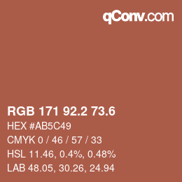 カラーコード: RGB 171 92.2 73.6 | qconv.com