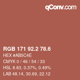 カラーコード: RGB 171 92.2 78.6 | qconv.com