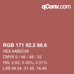 カラーコード: RGB 171 92.2 88.6 | qconv.com