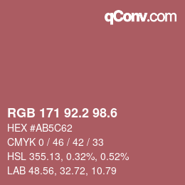 カラーコード: RGB 171 92.2 98.6 | qconv.com
