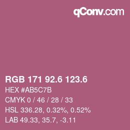 カラーコード: RGB 171 92.6 123.6 | qconv.com