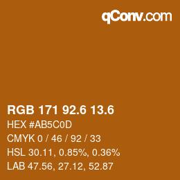 カラーコード: RGB 171 92.6 13.6 | qconv.com