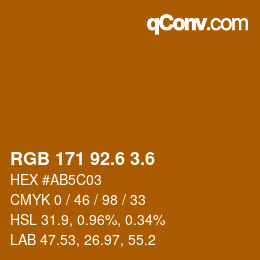 カラーコード: RGB 171 92.6 3.6 | qconv.com