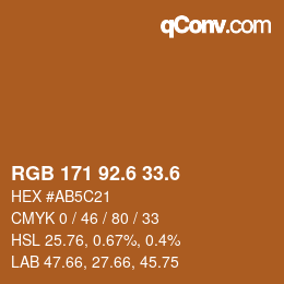 カラーコード: RGB 171 92.6 33.6 | qconv.com