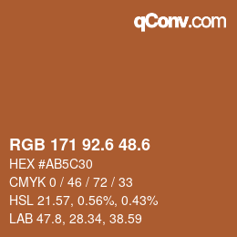 カラーコード: RGB 171 92.6 48.6 | qconv.com