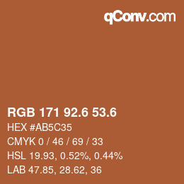 カラーコード: RGB 171 92.6 53.6 | qconv.com