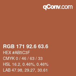 カラーコード: RGB 171 92.6 63.6 | qconv.com