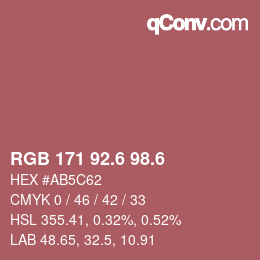 カラーコード: RGB 171 92.6 98.6 | qconv.com
