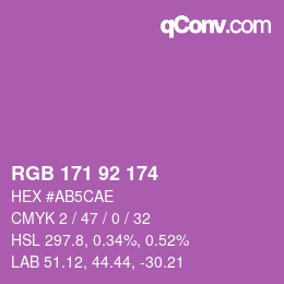 カラーコード: RGB 171 92 174 | qconv.com