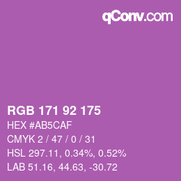 カラーコード: RGB 171 92 175 | qconv.com