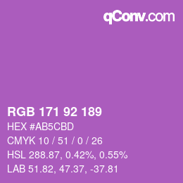 颜色代码: RGB 171 92 189 | qconv.com