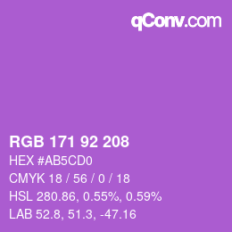 颜色代码: RGB 171 92 208 | qconv.com