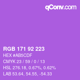 Color code: RGB 171 92 223 | qconv.com