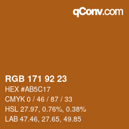 颜色代码: RGB 171 92 23 | qconv.com