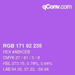 颜色代码: RGB 171 92 235 | qconv.com