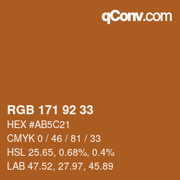 颜色代码: RGB 171 92 33 | qconv.com