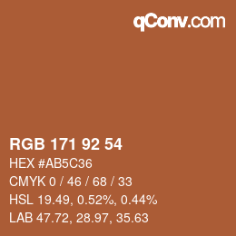 颜色代码: RGB 171 92 54 | qconv.com