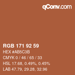 颜色代码: RGB 171 92 59 | qconv.com
