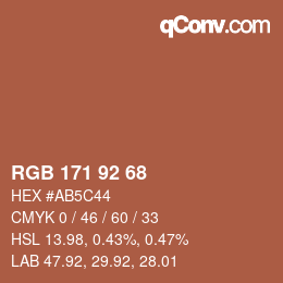 カラーコード: RGB 171 92 68 | qconv.com