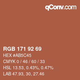 颜色代码: RGB 171 92 69 | qconv.com