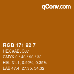 カラーコード: RGB 171 92 7 | qconv.com