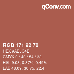 カラーコード: RGB 171 92 78 | qconv.com