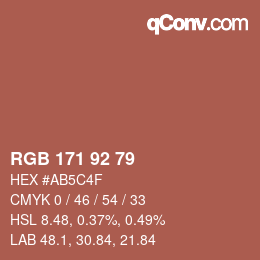 颜色代码: RGB 171 92 79 | qconv.com