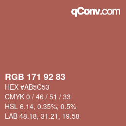 カラーコード: RGB 171 92 83 | qconv.com