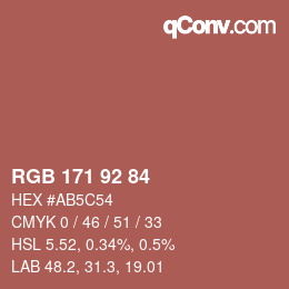 颜色代码: RGB 171 92 84 | qconv.com