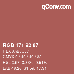 Color code: RGB 171 92 87 | qconv.com