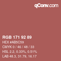 カラーコード: RGB 171 92 89 | qconv.com