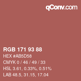Color code: RGB 171 93 88 | qconv.com