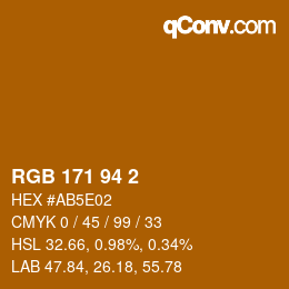 カラーコード: RGB 171 94 2 | qconv.com