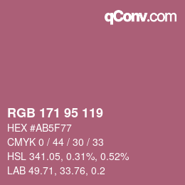 颜色代码: RGB 171 95 119 | qconv.com