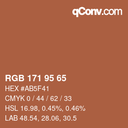 颜色代码: RGB 171 95 65 | qconv.com