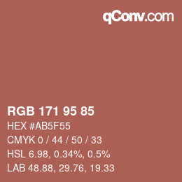 颜色代码: RGB 171 95 85 | qconv.com