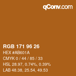Color code: RGB 171 96 26 | qconv.com