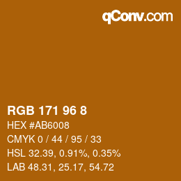 颜色代码: RGB 171 96 8 | qconv.com