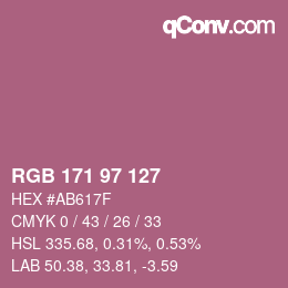 颜色代码: RGB 171 97 127 | qconv.com