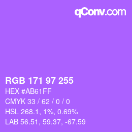 Color code: RGB 171 97 255 | qconv.com